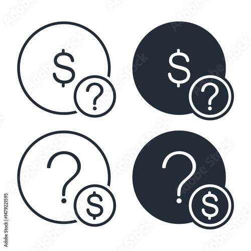 Money with question mark, hidden costs icon. Vector illustration