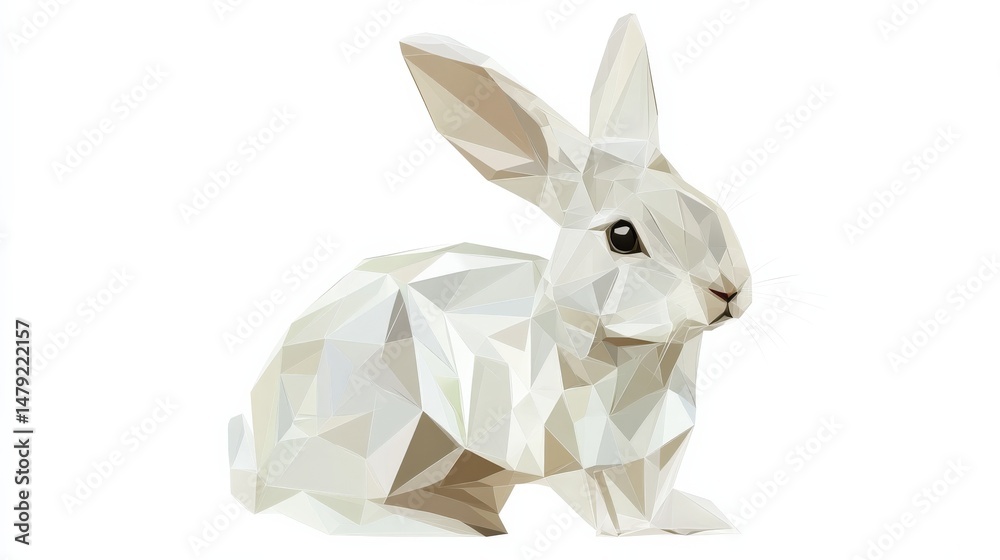 Obraz premium White Rabbit in Low Poly Style Artwork for Creative Projects