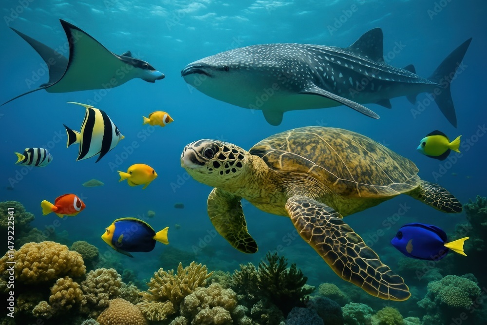 Fototapeta premium Vibrant marine life underwater