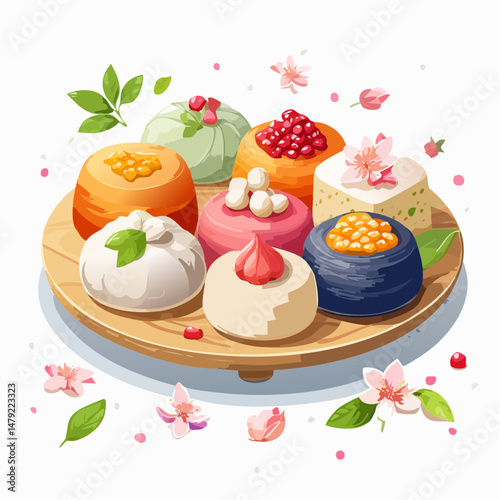 伝統的な和菓子の詰め合わせベクターアイコン
