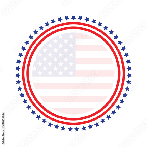 USA flag inspired round shape frame.