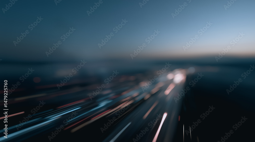 Fototapeta premium Abstract Light Trails: Dynamic streaks of light paint a mesmerizing abstract scene, evoking a sense of speed, movement, and the energy of a modern city at night.