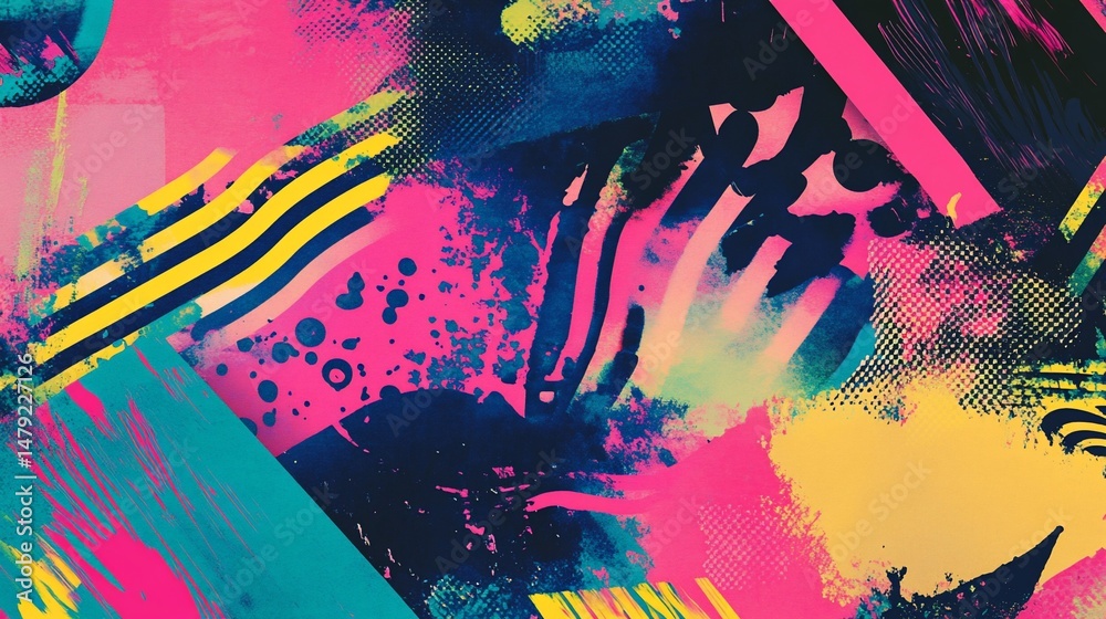 Fototapeta premium Vibrant abstract pattern with bold colors and textures