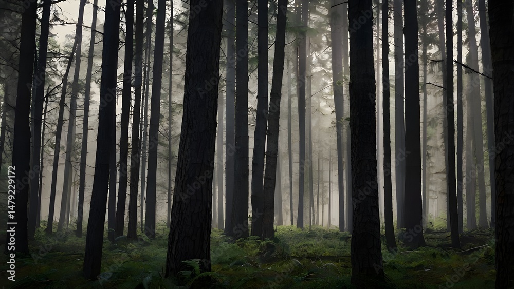 Fototapeta premium misty morning in the forest