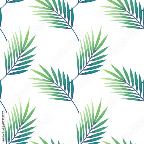 seamless pattern of palm trees and leaves