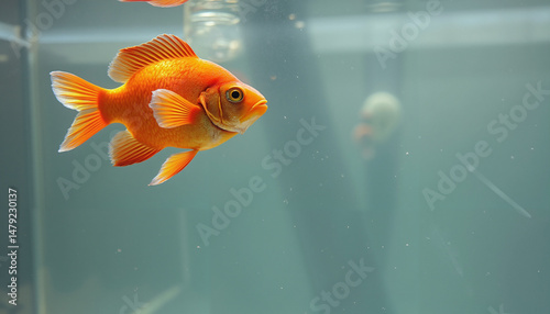 Goldfish swimming gracefully in clear aquarium water  
