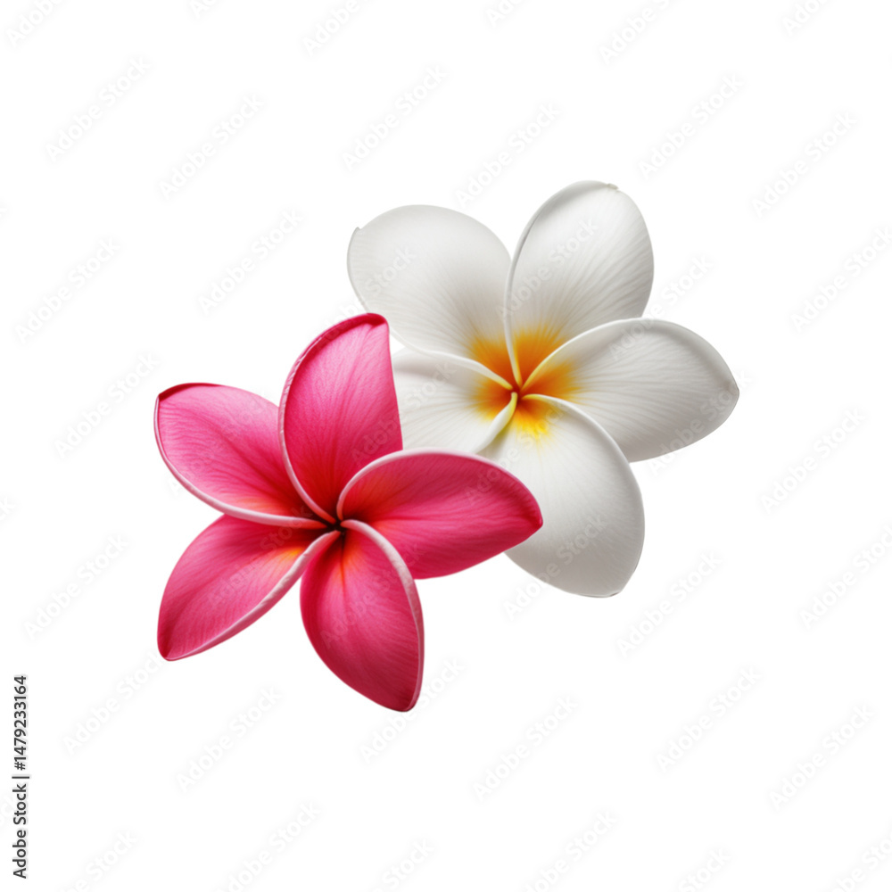 Naklejka premium Pink and white Plumeria flower on transparent background