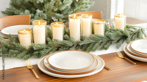 Candles & Evergreen Centerpiece Decor