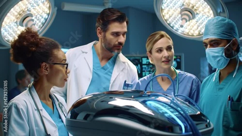 Medical Team Examining Tech in OR