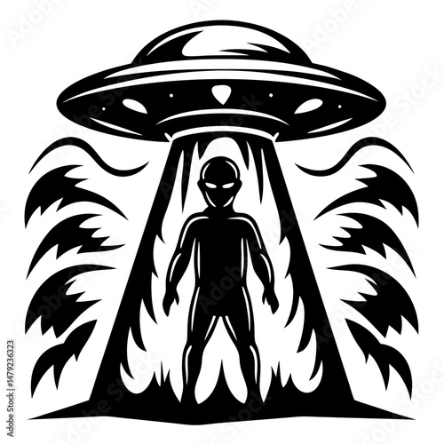 vector illustration of a alien abduction