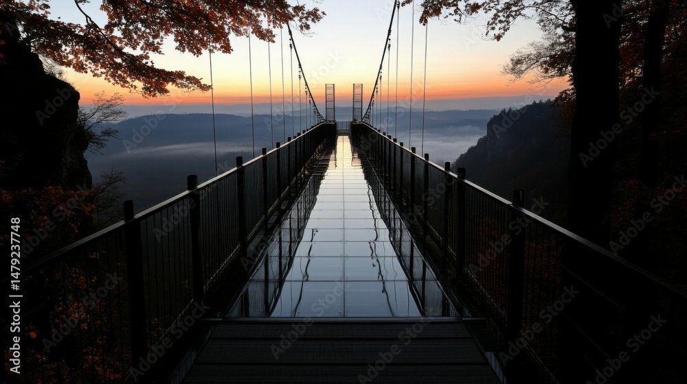 Obraz premium A glass-bottom bridge high above a valley