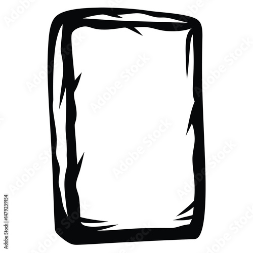 Roughly drawn frame with jagged edges and a blocky somewhat organic feel