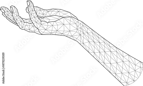 Wireframe Hand, Technology illustration.