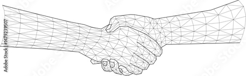 Wireframe Hand, Technology illustration.
