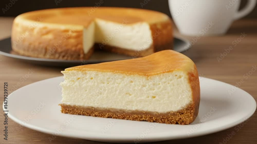 Delicious slice of cheesecake on plate Delicious slice of cheesecake on plate