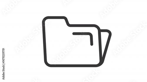Opening folder ui icon line animation. Files organization system. Paperwork optimization. Virtual database for business animated user interface element isolated on white. HD video with alpha channel