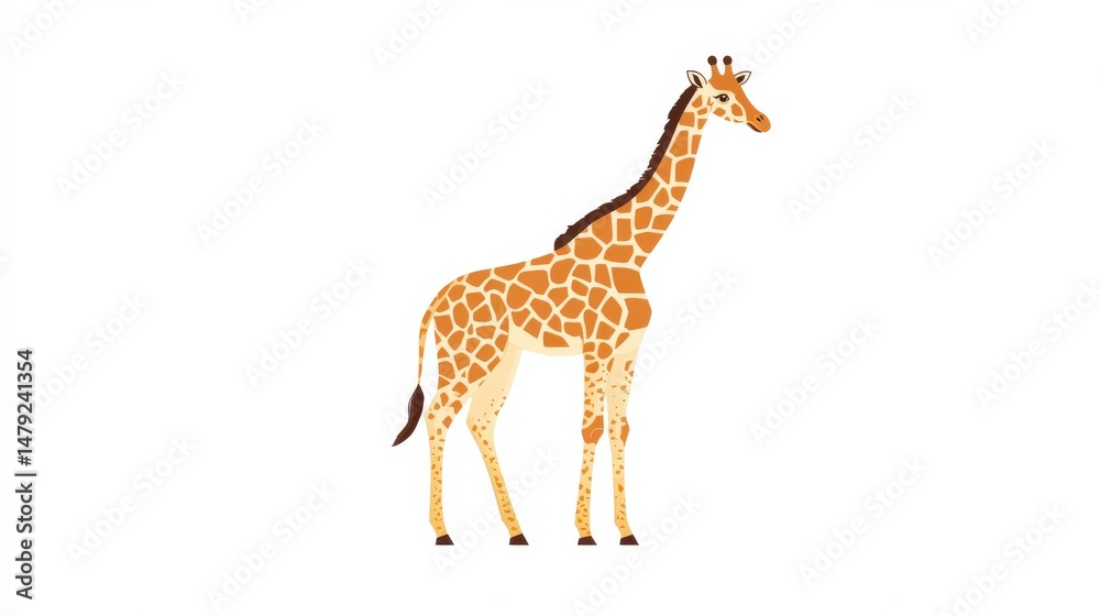 Naklejka premium Colorful Illustration of a Giraffe on a Plain Background