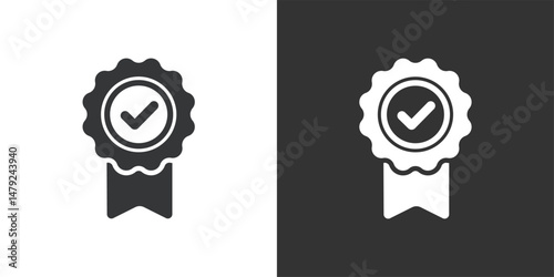 Quality badge icon. Solid glyph series icon