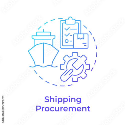 Shipping procurement blue gradient concept icon. Ship management system solution. Strategic logistics industry. Round shape line illustration. Abstract idea. Graphic design. Easy to use in booklet