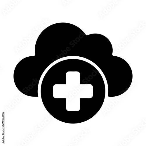 cloud health icon silhouette
