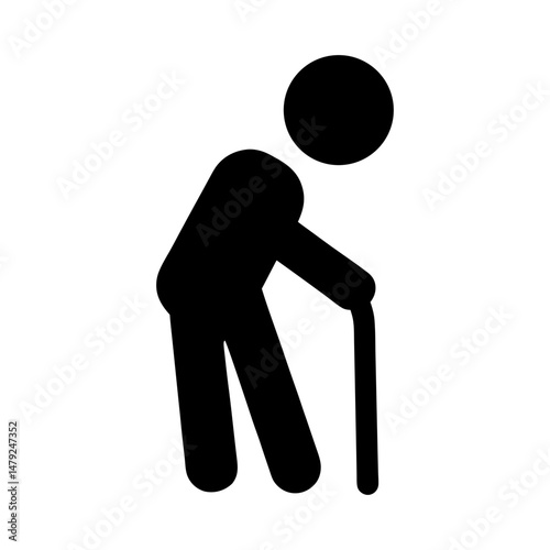 elderly person icon silhouette  
