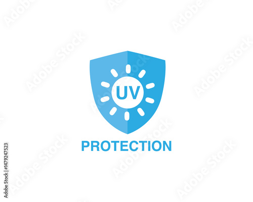 UV protection icon. Sun light ultraviolet logo. Uv rays protect icon. UV radiation icon. Spf cream, sunscreen spf, skincare sign. Sun uv protection icon. 