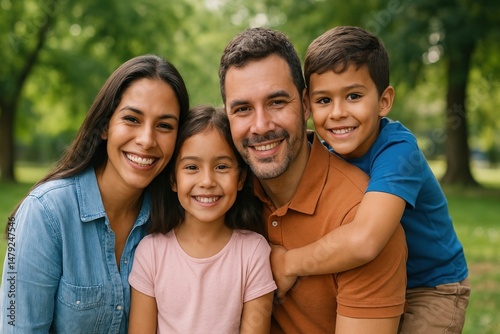 Happy family outdoor portrait