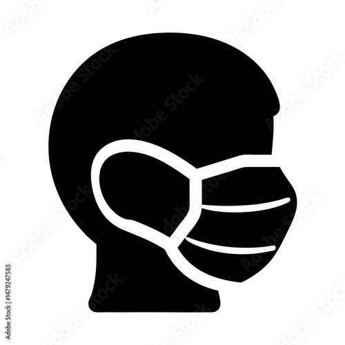 face mask icon silhouette  
