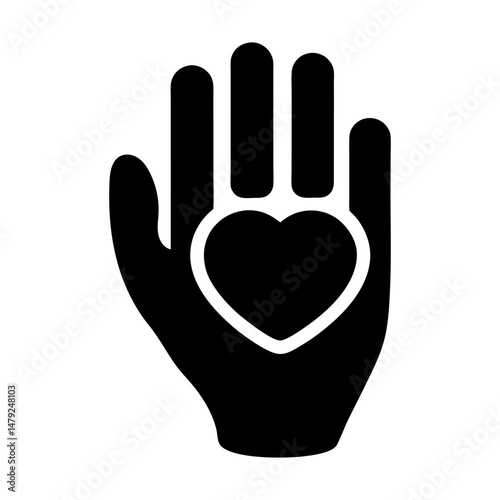 heart icon hand silhouette
