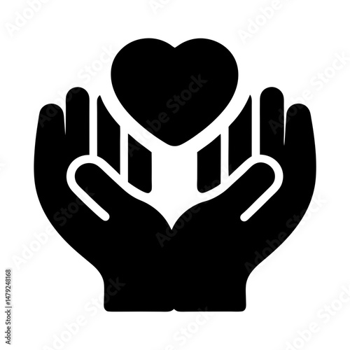 heart in hand icon silhouette
