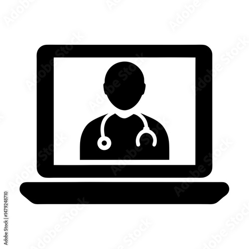 laptop doctor icon silhouette
