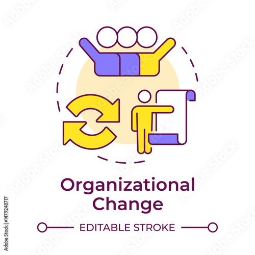 Organizational change multi color concept icon. Digital transformation, restructuring. Round shape line illustration. Abstract idea. Graphic design. Easy to use in infographic, presentation
