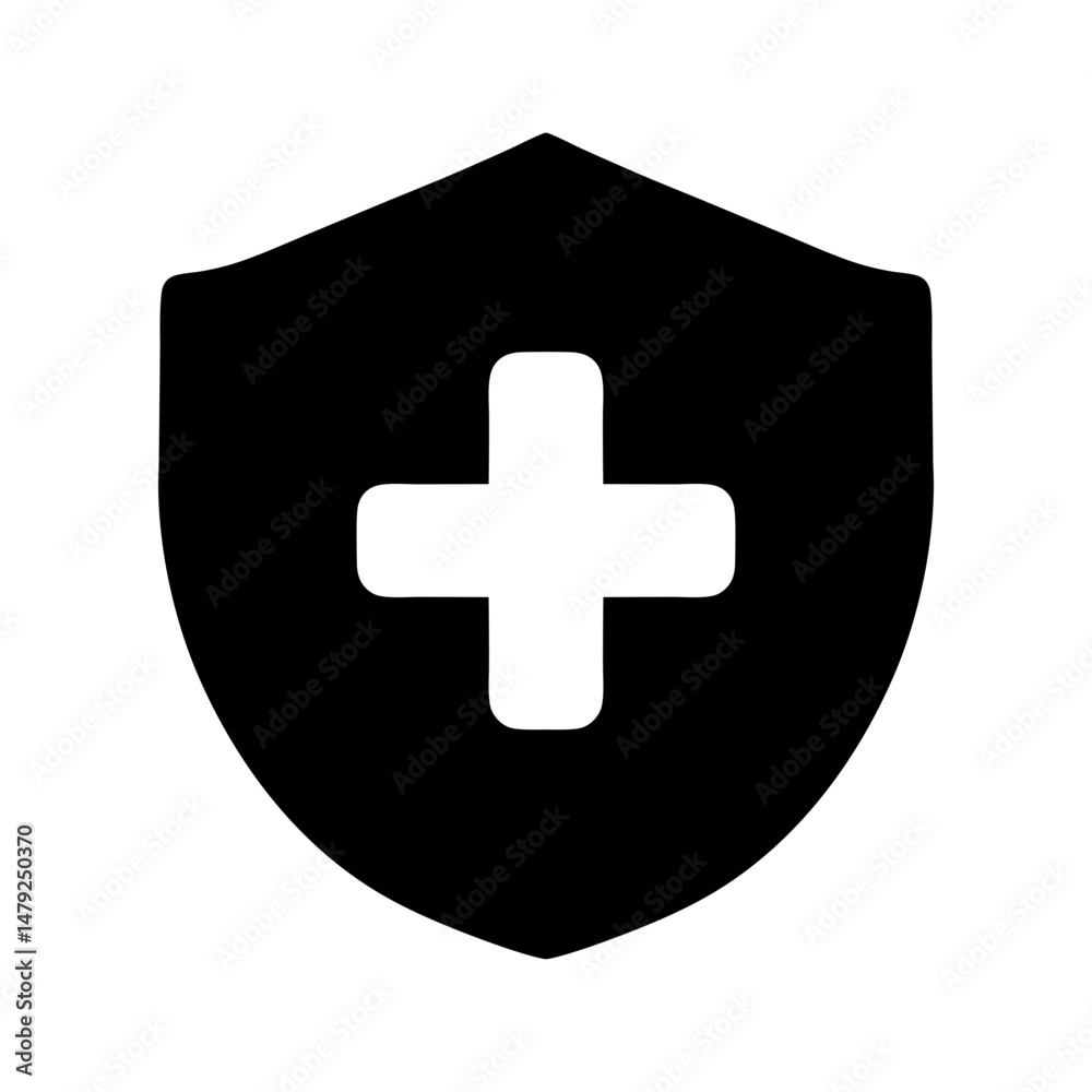 Fototapeta premium shield plus icon silhouette 