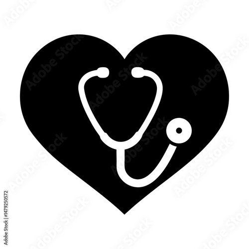 stethoscope heart icon silhouette

