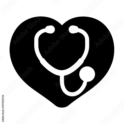 stethoscope heart icon silhouette
