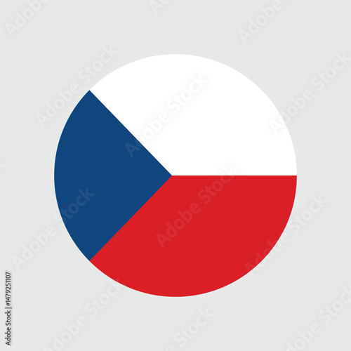 Round flag of Czech Republic. Czechia national flag icon. Czech Republic national flag vector illustration.