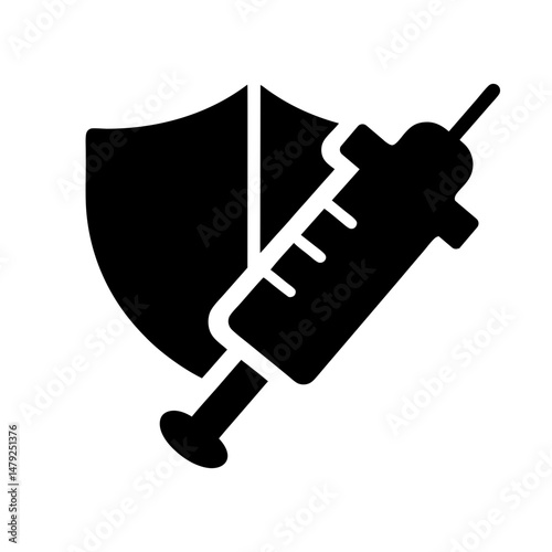 vaccine syringe icon silhouette
