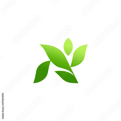 N Leaf grow Modern Business Logo, fresh colors dynamic green