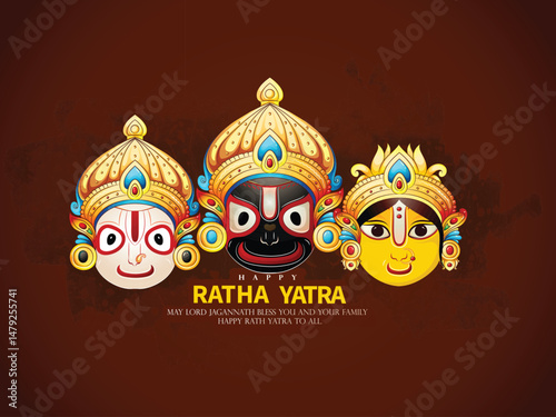 vector Abstract Sketch illustration poster of Ratha Yatra Creative hand lettring typography. 

