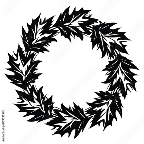Elegant black leaf wreath with a modern and contemporary look and feel