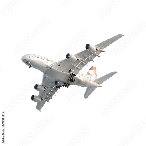Airbus A380 Airplane in Flight - Low Angle View