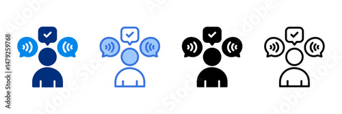 Active Listening  Icon Set Multiple Style Vector Illustration 