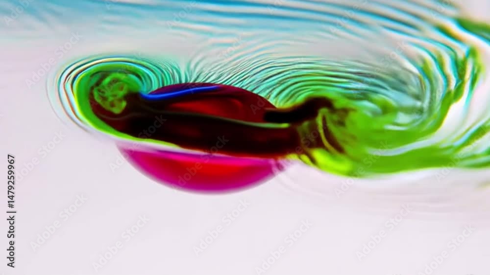 Farbiger Tintentropfen löst sich in klarem Wasser auf