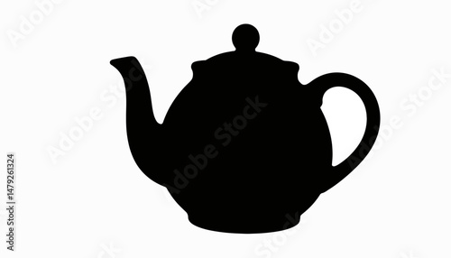 Elegant teapot silhouette in black and white, minimalist design