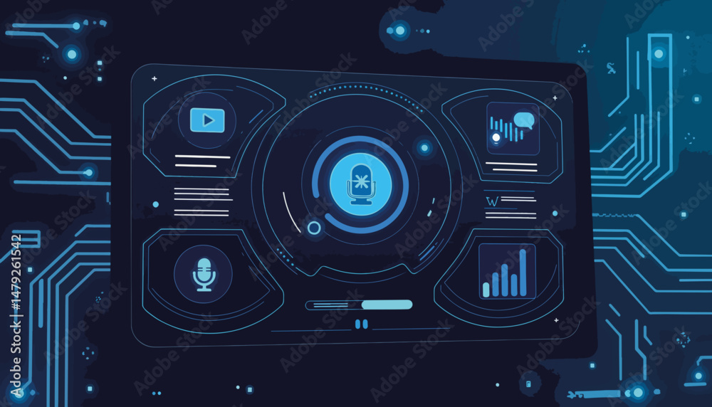 Futuristic AI assistant dashboard design for Zoom meetings, efficiency Futuristic AI assistant dashboard design for Zoom meetings, efficiency
