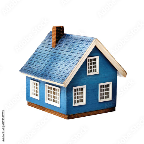 Miniature blue house model