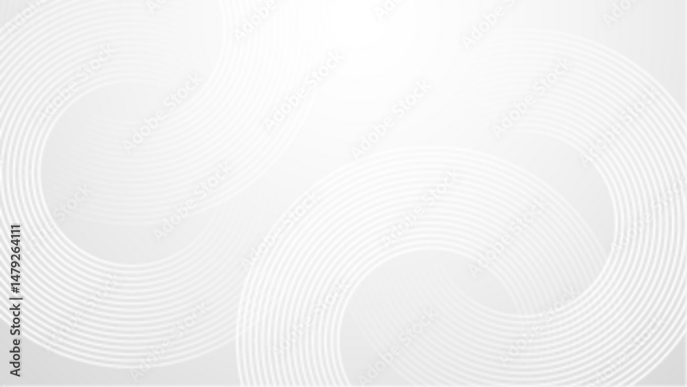 Concentric circles blend in white and gray. Suitable for backgrounds, abstract designs, covers, or minimalistic artistic projects.