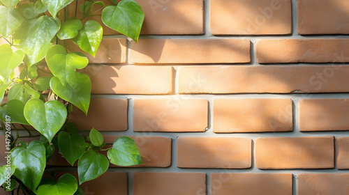 Sunlight on Brick Wall with Vines