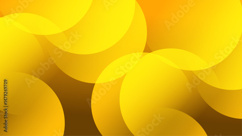 Yellow circles overlapping on a brown background, ideal for vibrant design projects, pattern backgrounds, childrens content, and abstract concepts.