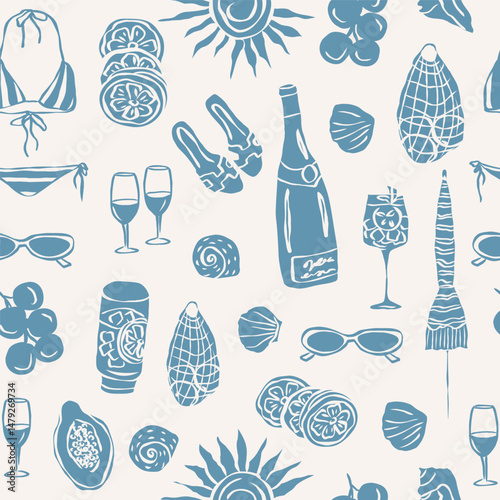 Flat vector doodle summer vacation background